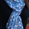 Mesmerizing Blue Opulent Geometric Silk Blue Scarf | Handmade