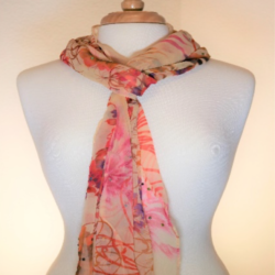 Peachy Rose Scarf Pastel Colored Crystal Accents