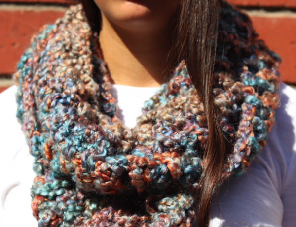 Colorful Hues Luscious Multicolored Infinity Loop Crochet-knit Scarf